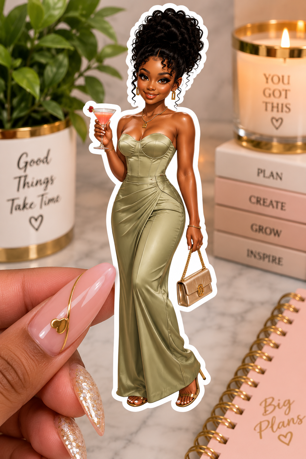 Elegant Olive Green Luxury Fashion Sticker