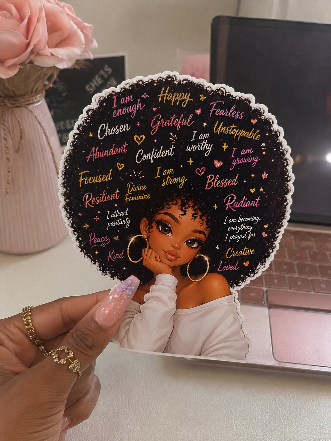 Affirmation Afro Queen Sticker